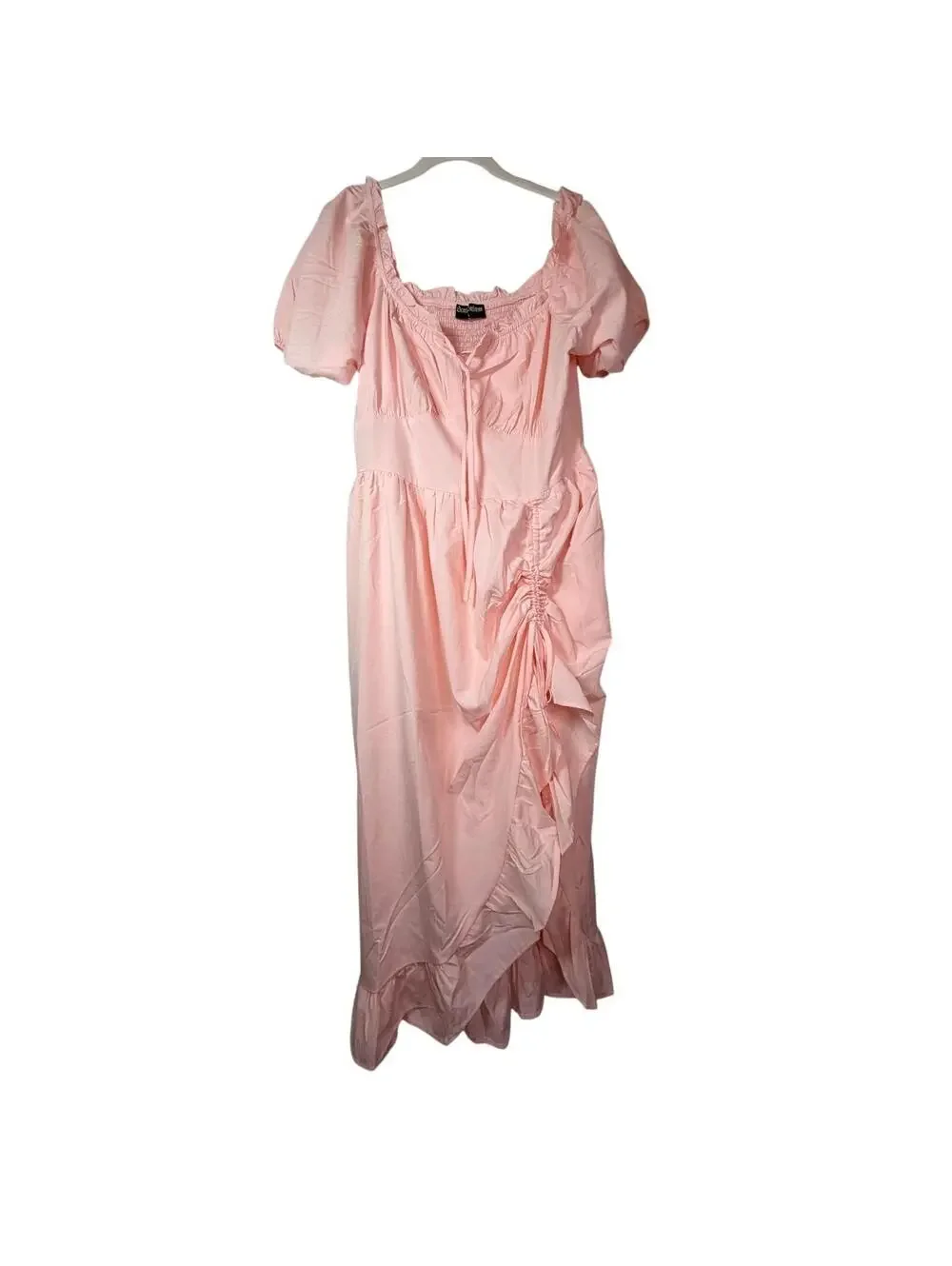 Scarlet Darkness Victorian Fairy Midi Dress Baby Pink L Puff Sleeve Square Neck - Picture 2 of 6